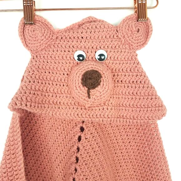 Handmade Vintage Knitted Teddy Bear Wrap Towel Coverup - Picture 1 of 6